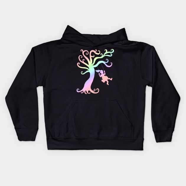 Whimsical Pastel Tree Silhouette Kids Hoodie by Art by Deborah Camp